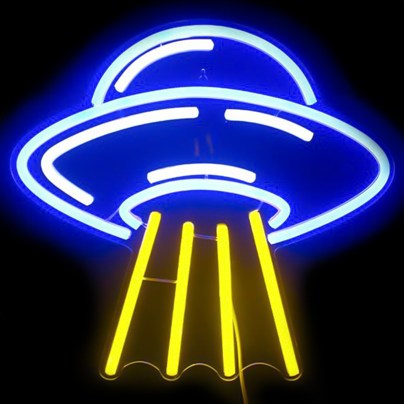 Неоновая настенная лампа UFO Neon Wall Lamp Желтый Синий в Екатеринбурге | Loft Concept 