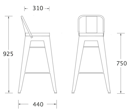 Барный стул Tolix Bar Stool 75 Backed в Екатеринбурге