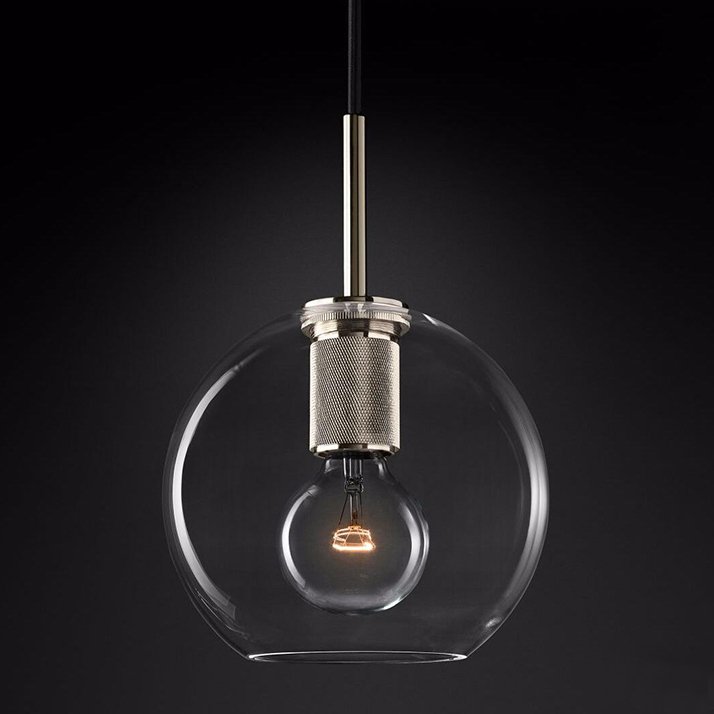 Подвесной светильник RH Utilitaire Globe Pendant Silver Никель Прозрачное Стекло в Екатеринбурге | Loft Concept 