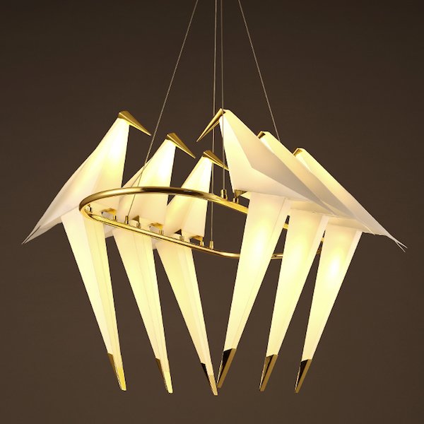 Люстра Origami Bird Chandelier 6 Бежево-серый Золотой в Екатеринбурге | Loft Concept 