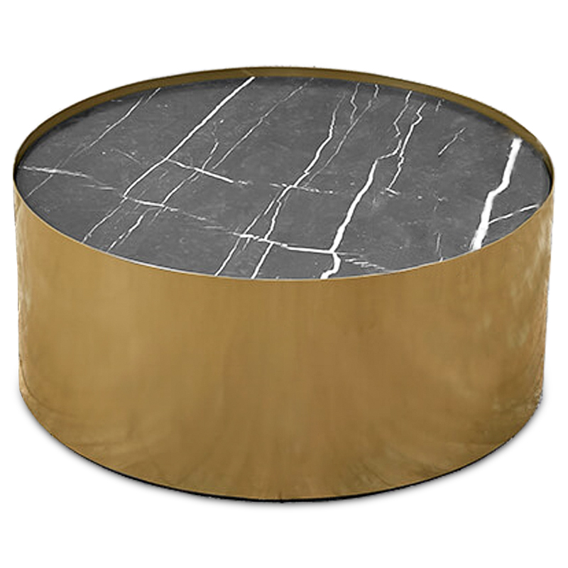 Кофейный стол Cappello Coffee Table Латунь Черный Мрамор Nero в Екатеринбурге | Loft Concept 