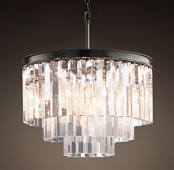 Люстра RH 1920s Odeon Clear Glass Fringe Chandelier - 3 rings Черный в Екатеринбурге | Loft Concept 