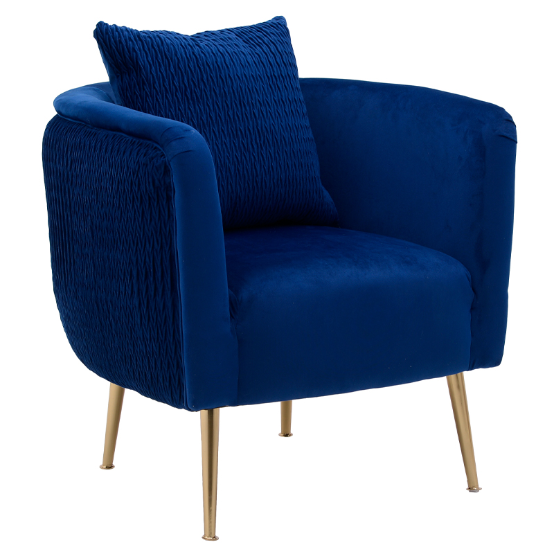 Кресло Yvette Armchair Blue Синий Глянцевое золото в Екатеринбурге | Loft Concept 