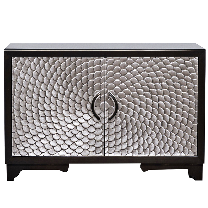 Комод с рельефным орнаментом Рыбья чешуя Fish scales Chest of drawers Черный Серебряный в Екатеринбурге | Loft Concept 