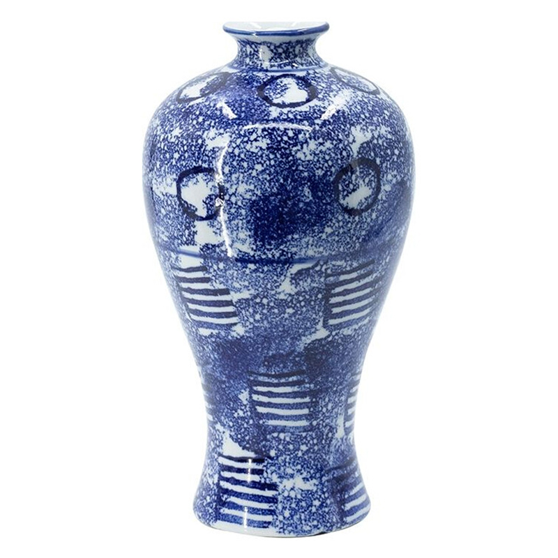 Ваза из фарфора сине-белого цвета Blue & White Ornament Белый Синий Ваза из фарфора сине-белого цвета Blue & White Ornament Белый Синий в Екатеринбурге | Loft Concept