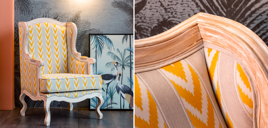 Кресло Ikat Pattern с желтым узором - фото №2