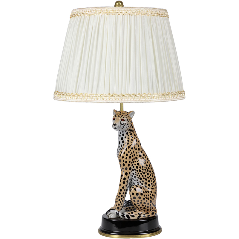 Настольная лампа с абажуром Leopard Table Lamp Кремовый Коричневый Черный в Екатеринбурге | Loft Concept 