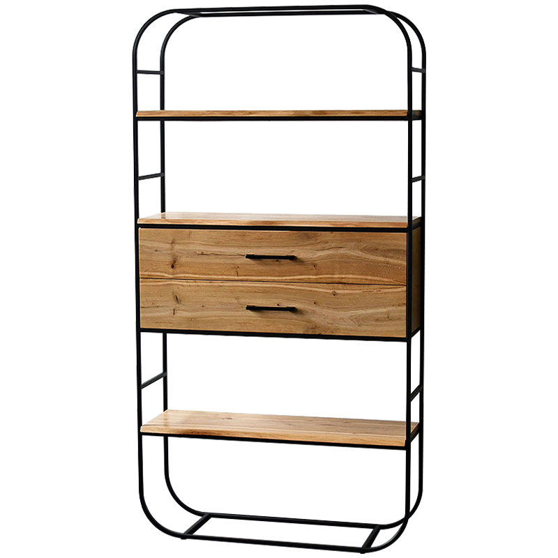 Стеллаж Glenn Industrial Metal Rust Two Drawers Rack Древесина Черный в Екатеринбурге | Loft Concept 