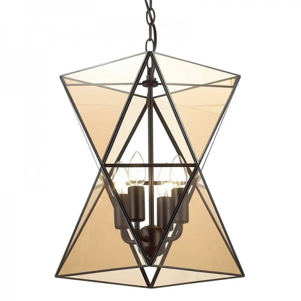 Люстра PolyPyramid Glass Pendant 4 Cognac Прозрачный в Екатеринбурге | Loft Concept 