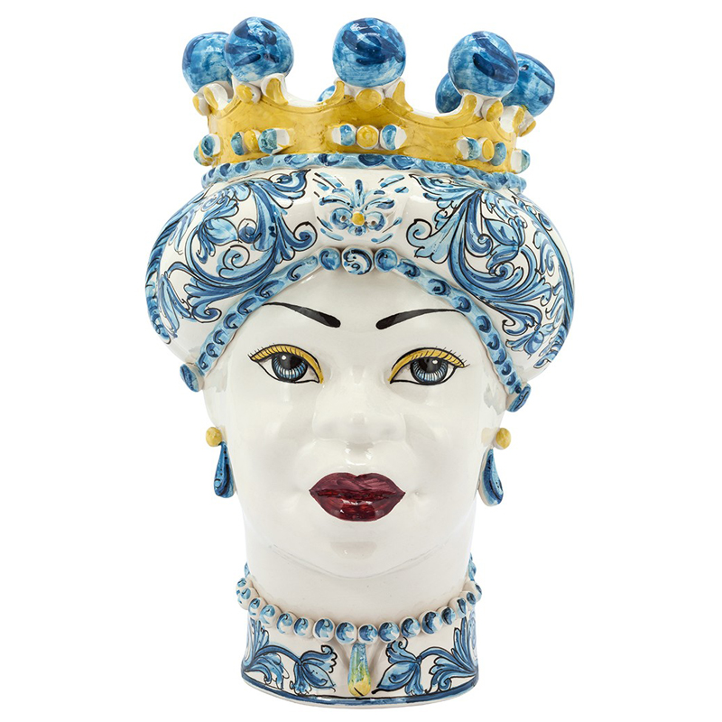 Ваза VASE MORO LADY CROWN blue Желтый Синий в Екатеринбурге | Loft Concept 