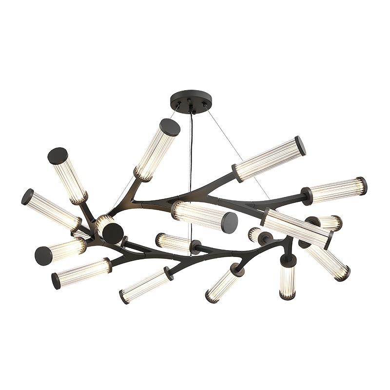 Люстра Cylinder Branches Chandelier Ring Black Черный Прозрачный в Екатеринбурге | Loft Concept 