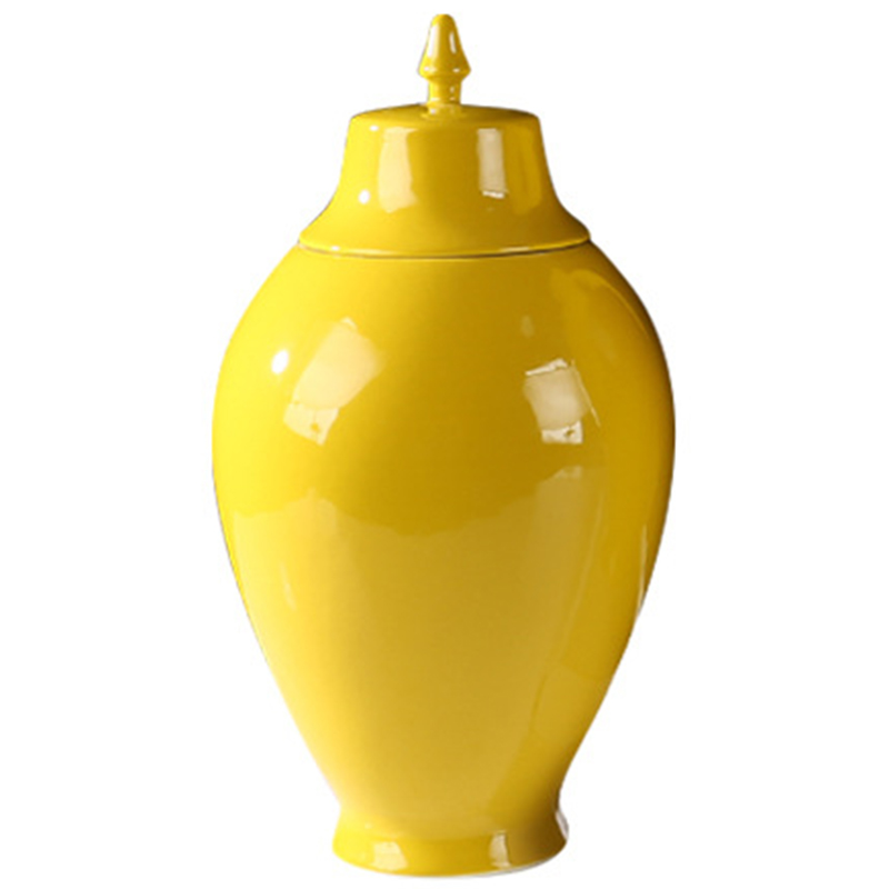 Ваза с крышкой Ceramic Yellow Vase Желтый в Екатеринбурге | Loft Concept 