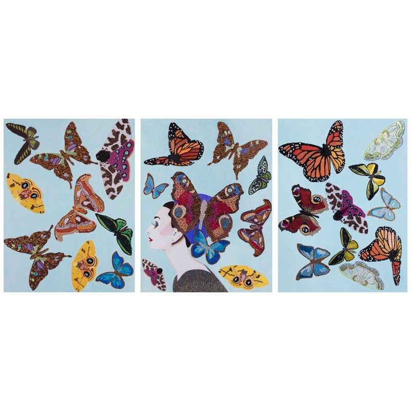 Картина Audrey with Swarming Butterflies Triptych Мульти в Екатеринбурге | Loft Concept 