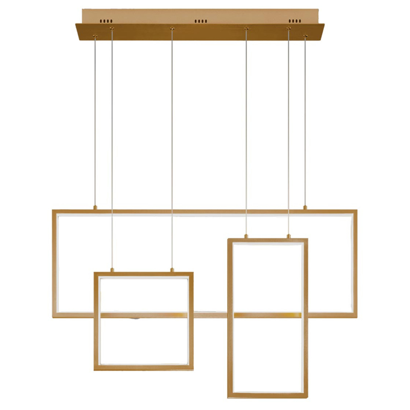 Люстра Rectangle Geometry Chandelier Gold 3 Золотой в Екатеринбурге | Loft Concept 