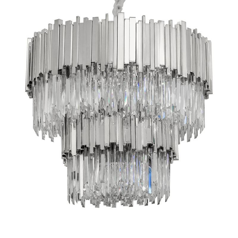 Круглая многоярусная люстра Luxxu Modern Cascade Chandelier Silver Metal Glass 80 Прозрачное Стекло Серебряный в Екатеринбурге | Loft Concept 