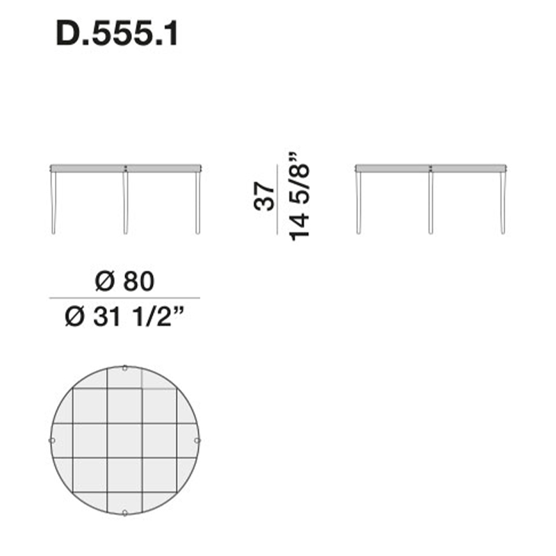 Дизайнерский круглый кофейный стол со стеклянной столешницей Gio Ponti D.555.1 Coffee Table в Екатеринбурге