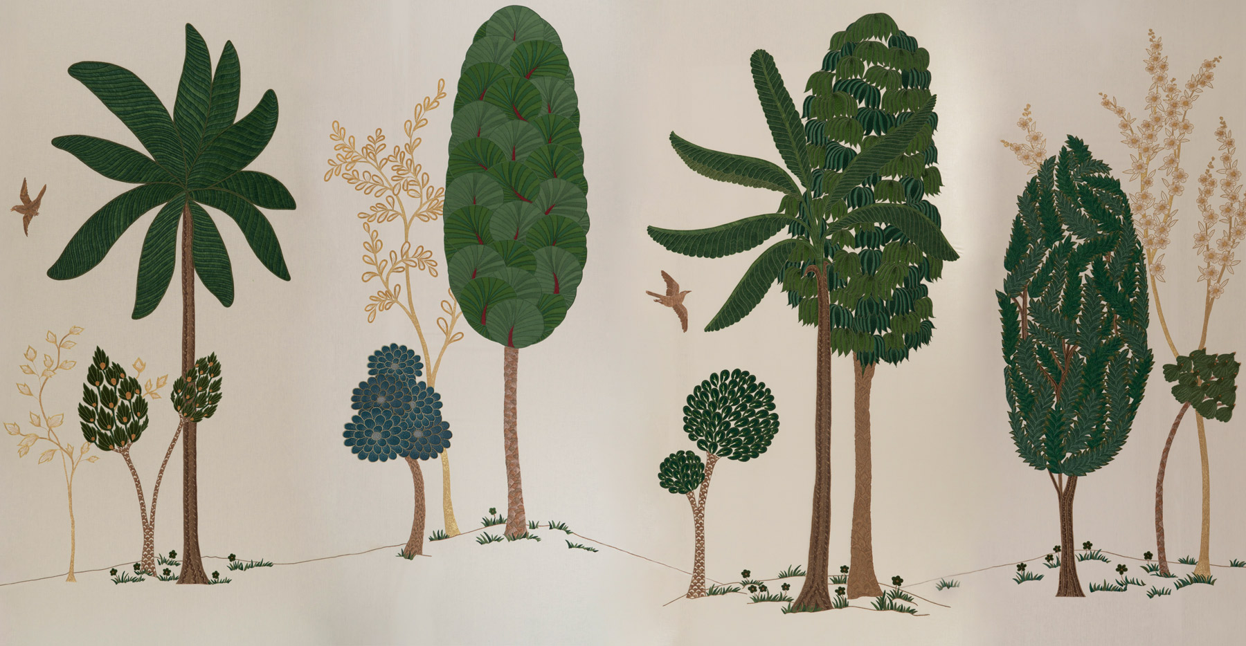 Обои ручная роспись Mughal Trees Original colourway on linen - постер Loft-Concept в Екатеринбурге