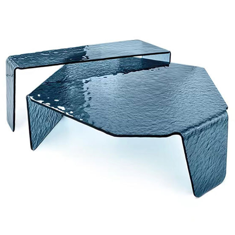 Комплект кофейных столиков Water Surface Glass Coffee Tables Синий в Екатеринбурге | Loft Concept 