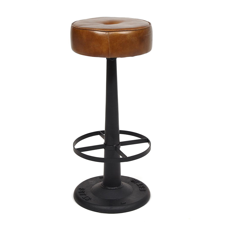 Барный стул Industrial leather bar stool Коричневый Черный в Екатеринбурге | Loft Concept 