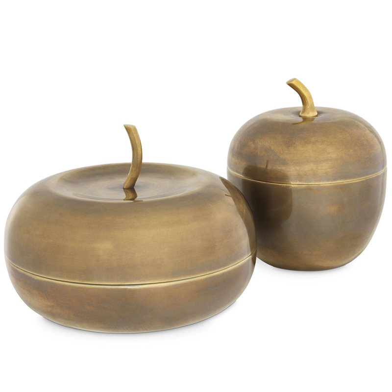 Комплект шкатулок Eichholtz Box Apple Set of 2 brass Винтажная латунь в Екатеринбурге | Loft Concept 