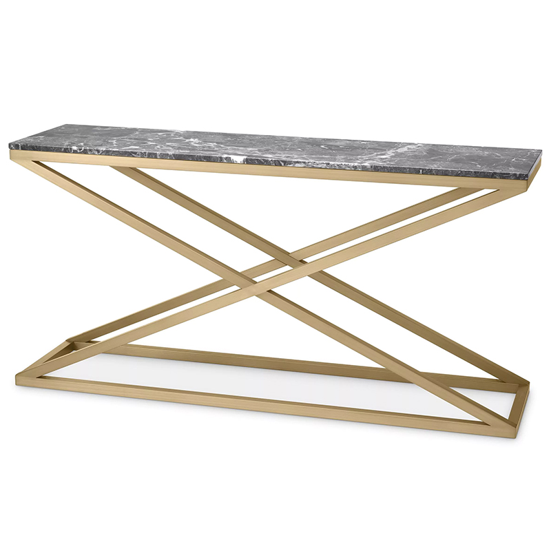 Консоль Eichholtz Console Table Criss Cross Латунь Серый в Екатеринбурге | Loft Concept 