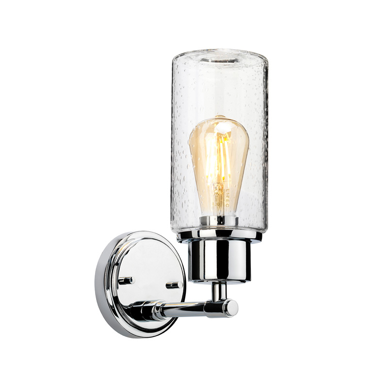 Бра с цилиндрическим прозрачным плафоном из стекла с пузырьками Elstead Lighting Хром Прозрачное Стекло в Екатеринбурге | Loft Concept 