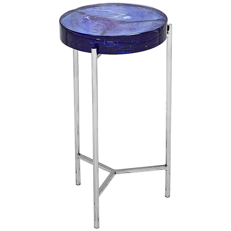 Приставной стол Blue Lollipop Side Table Синий Никель в Екатеринбурге | Loft Concept 