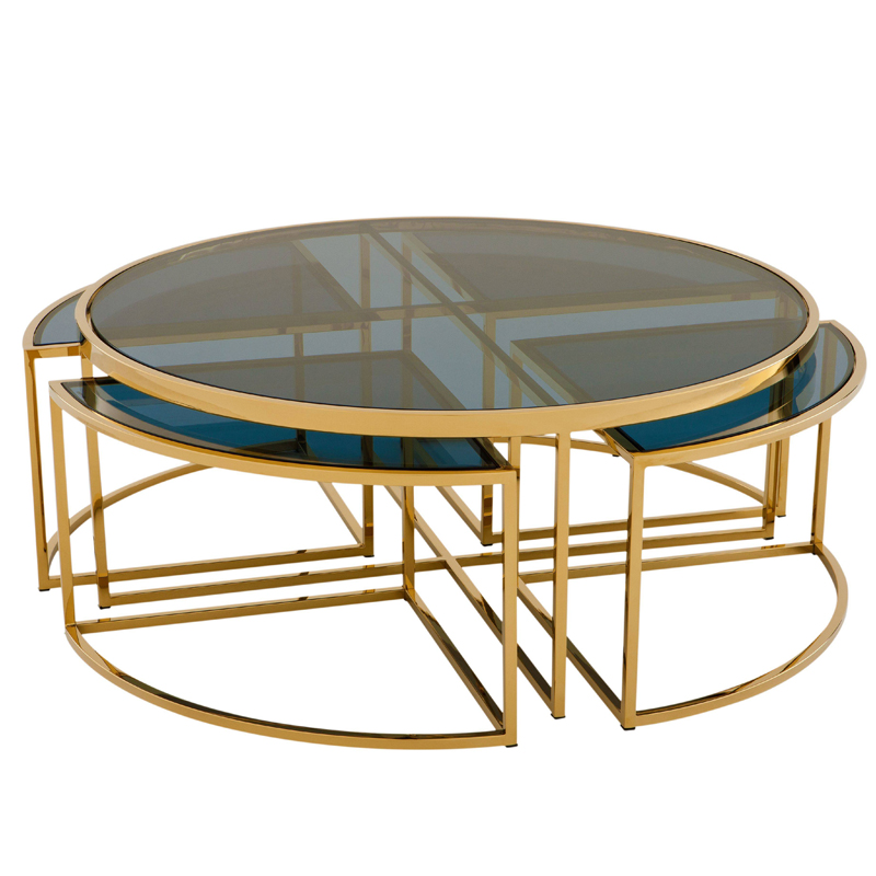 Кофейный стол Eichholtz Coffee Table Padova Gold Золотой Стекло Смок в Екатеринбурге | Loft Concept 