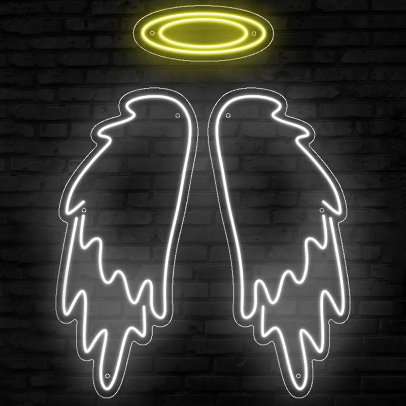 Неоновая настенная лампа White Wings Neon Wall Lamp Прозрачный Белый Желтый в Екатеринбурге | Loft Concept 