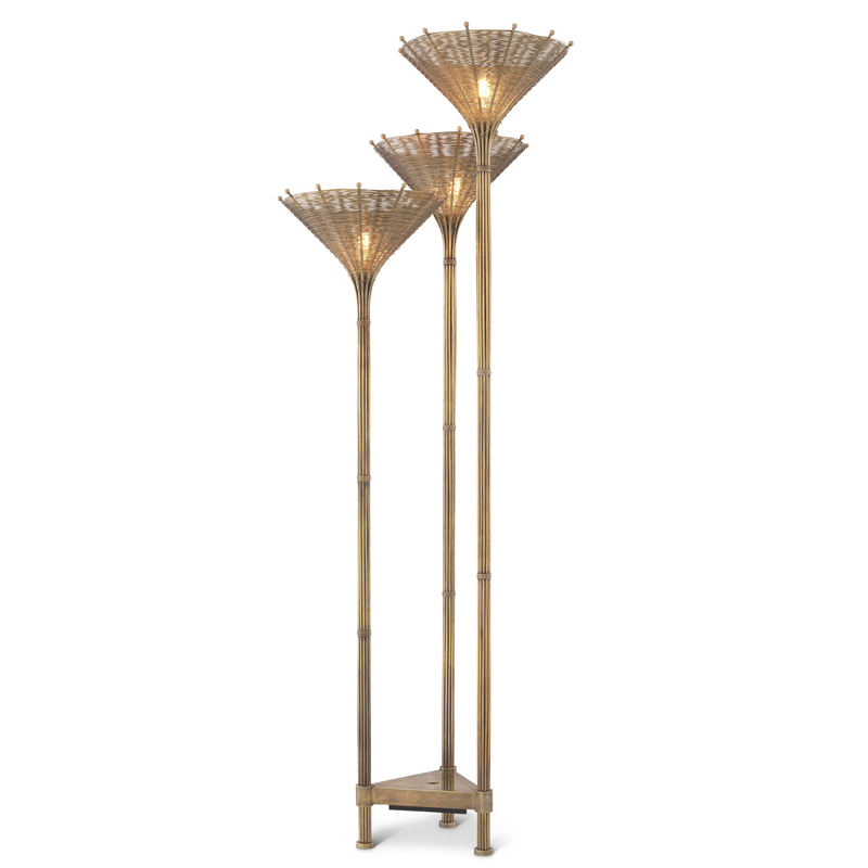 Торшер Eichholtz Floor Lamp Kon Tiki Triple Винтажная латунь в Екатеринбурге | Loft Concept 