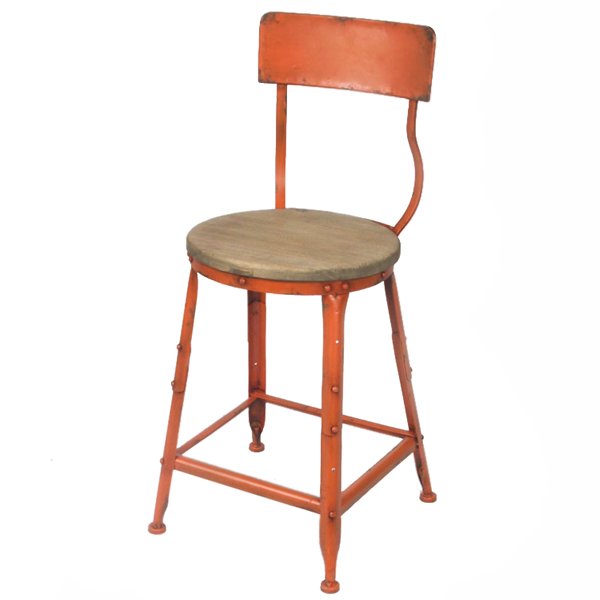 Барный стул Industrial Barstool Vintage Orange Оранжевый Коричневый в Екатеринбурге | Loft Concept 