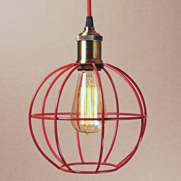 Подвесной светильник Wire Cage Pendant Ball Red Красный в Екатеринбурге | Loft Concept 