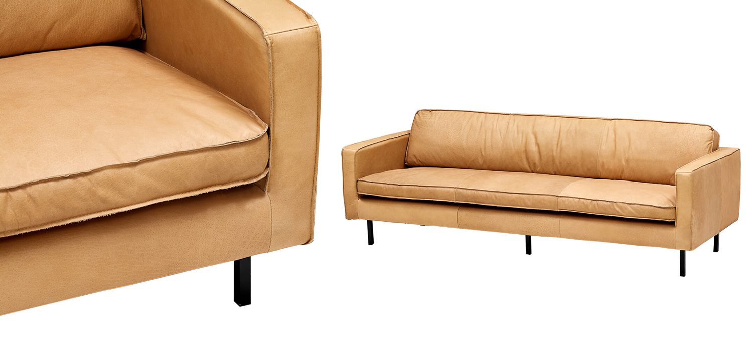 Диван Hubert Beige Leather Sofa - фото