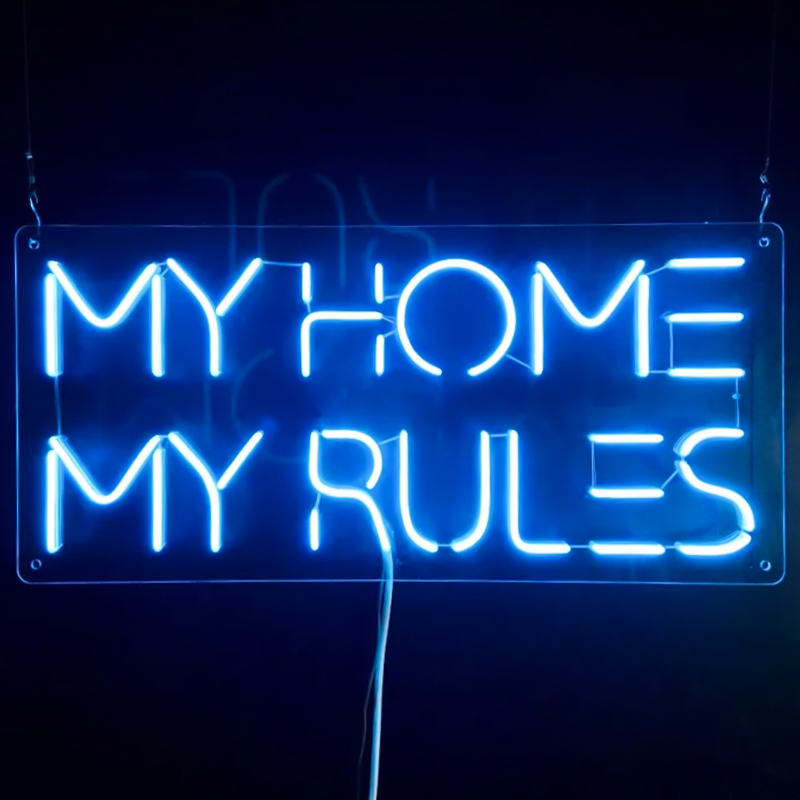 Неоновая настенная лампа My Home My Rules Neon Wall Lamp Синий Прозрачный в Екатеринбурге | Loft Concept 