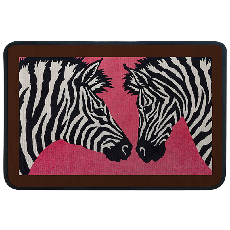 Ковер для прихожей и ванной Hermes Zebra Twins Rug Розовый Черно-белый в Екатеринбурге | Loft Concept 