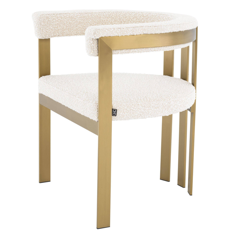 Стул Eichholtz Dining Chair Clubhouse boucle cream Кремовый Латунь в Екатеринбурге | Loft Concept 