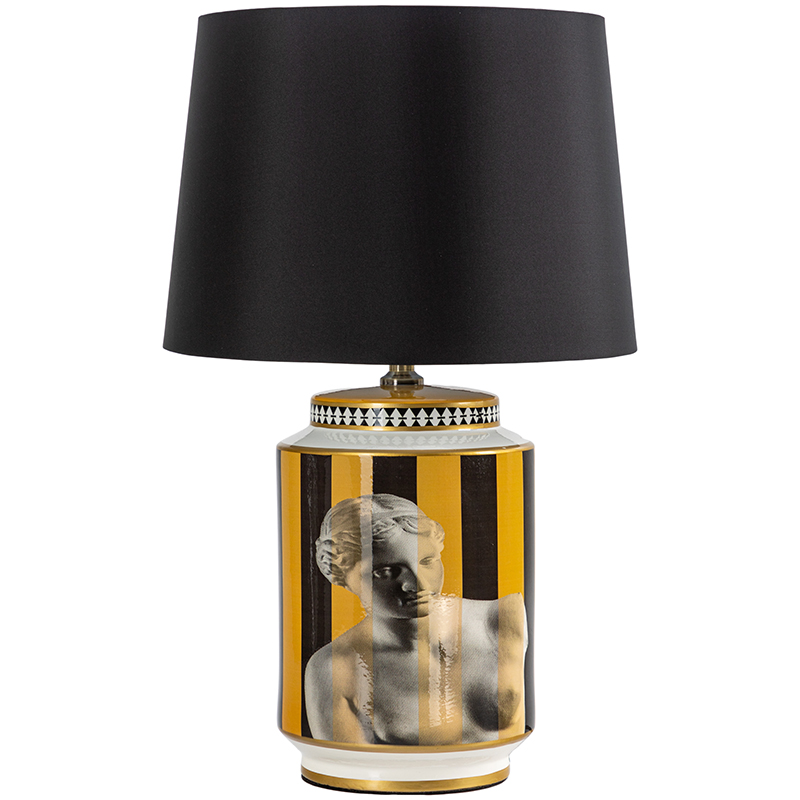 Настольная лампа Venus Yellow Black Lampshade Желтый Черный Черно-белый Золотой в Екатеринбурге | Loft Concept 