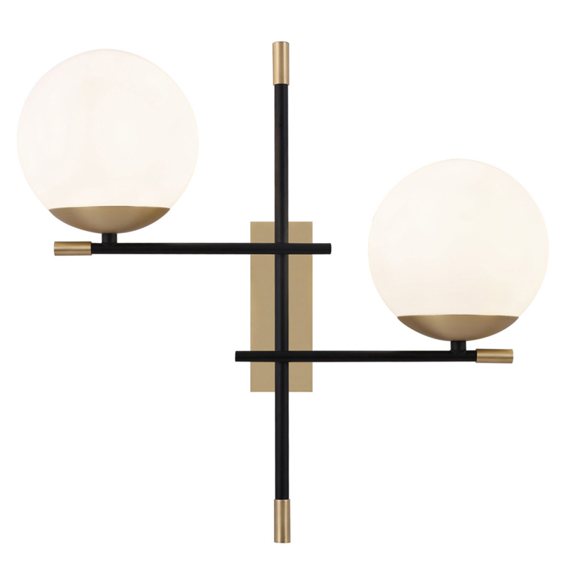 Бра Spike Two Balls Wall Lamp матовое золото Прозрачный белый в Екатеринбурге | Loft Concept 