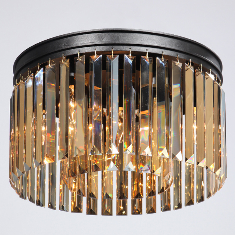 Потолочный светильник ODEON Amber GLASS Prism Round 2-TIER 40 см Черный в Екатеринбурге | Loft Concept 