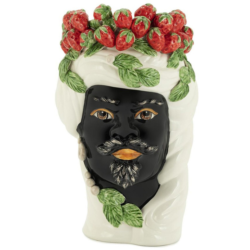 Ваза Vase Strawberries Head Man White Мульти Белый Красный Зеленый Черный в Екатеринбурге | Loft Concept 