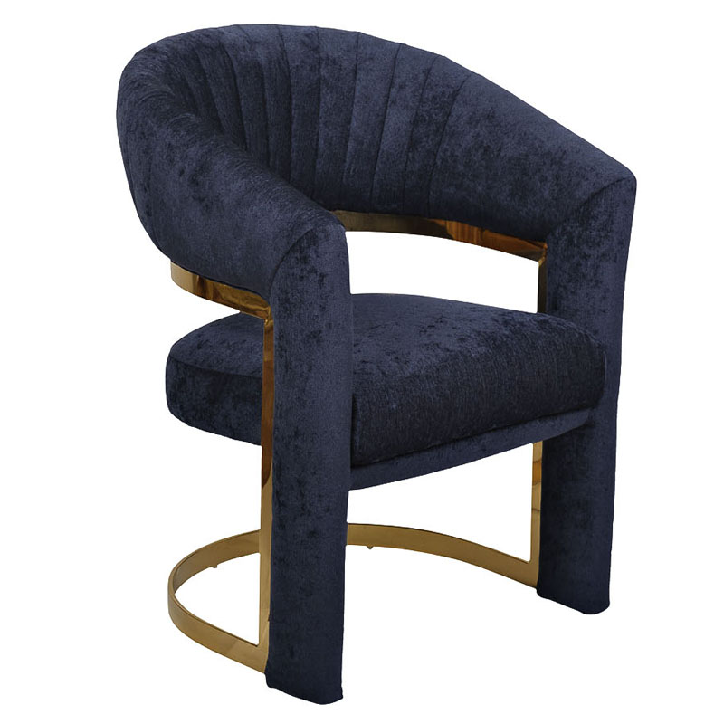 Полукресло Valbonne Chair blue velour Синий Глянцевое золото в Екатеринбурге | Loft Concept 