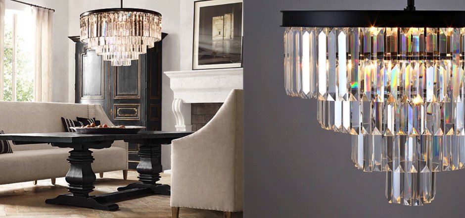 Люстра RH 1920s Odeon Clear Glass Fringe Chandelier - 80, 110 Люстра RH 1920s Odeon Clear Glass Fringe Chandelier - 80, 110 - Loft-Concept в Екатеринбурге