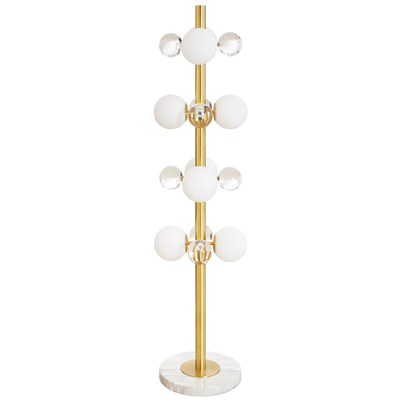 Торшер GLOBO FLOOR LAMP-BRASS Jonathan Adler Золотой Прозрачное Стекло Белый в Екатеринбурге | Loft Concept 