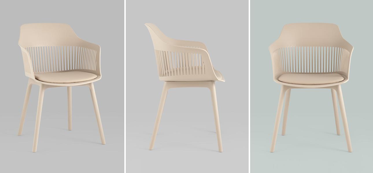 Стул Crocus Chair Бежевый цвет Велюровая подушка - фото