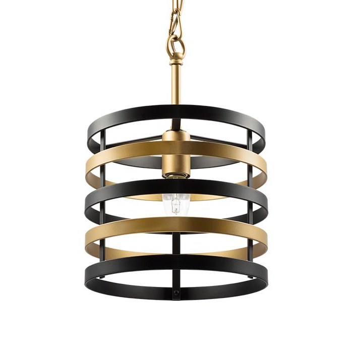 Подвесной светильник Gold Stripes Chandelier Черный Золотой в Екатеринбурге | Loft Concept 