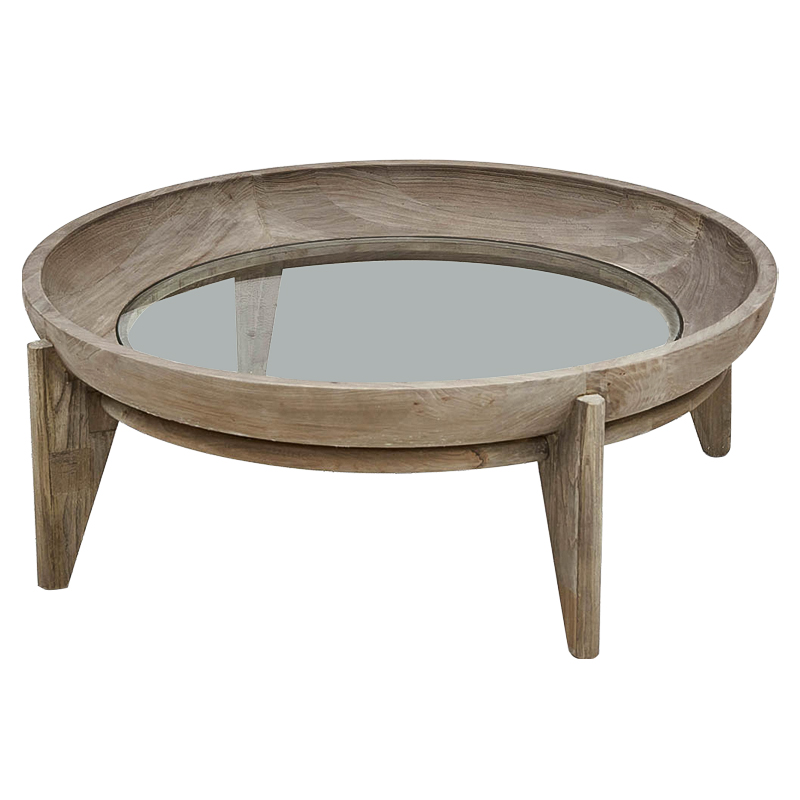 Круглый кофейный стол Imran Round Coffee Table Древесина Прозрачное Стекло в Екатеринбурге | Loft Concept 