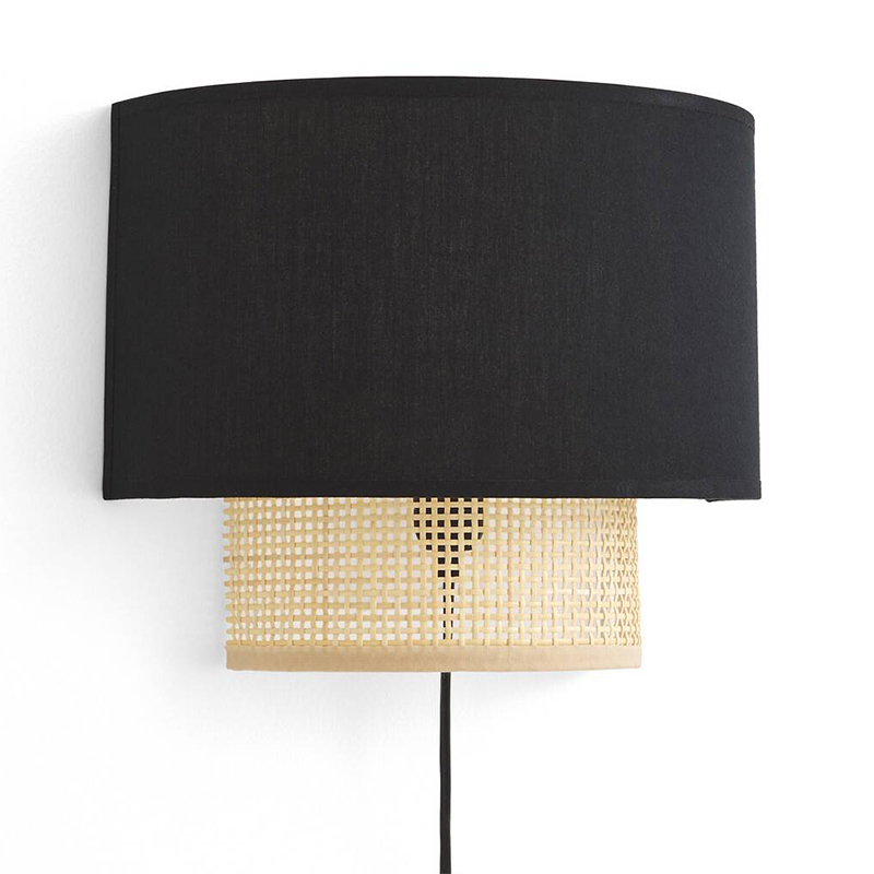 Бра Ottar Wicker Black lampshade Бежевый Черный в Екатеринбурге | Loft Concept 