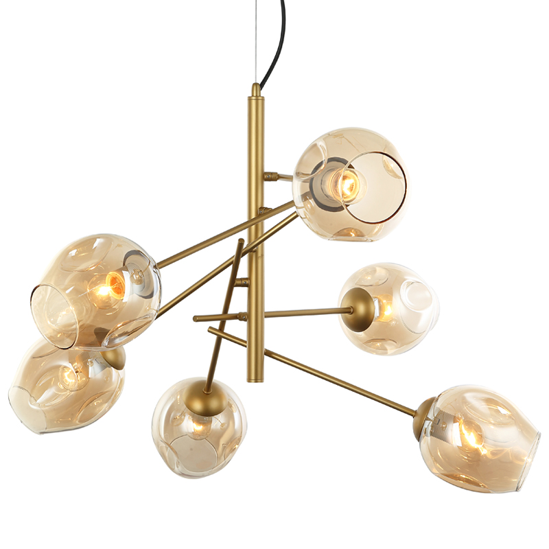 Люстра Branching Bubble Chandelier Vertical Gold Золотой Янтарь (Amber) в Екатеринбурге | Loft Concept 