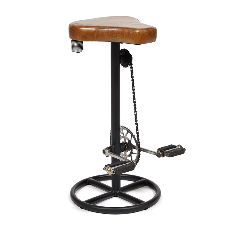 Барный стул с педалями от велосипеда Industrial leather bar stool with bicycle pedals Коричневый Черный в Екатеринбурге | Loft Concept 