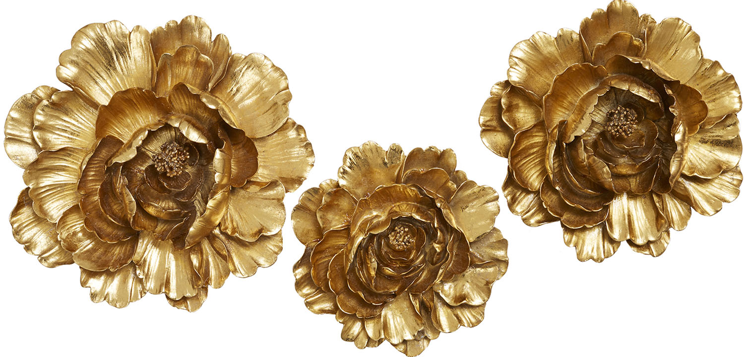 Аксессуар на стену Decor Flowers Rose Hip gold - фото